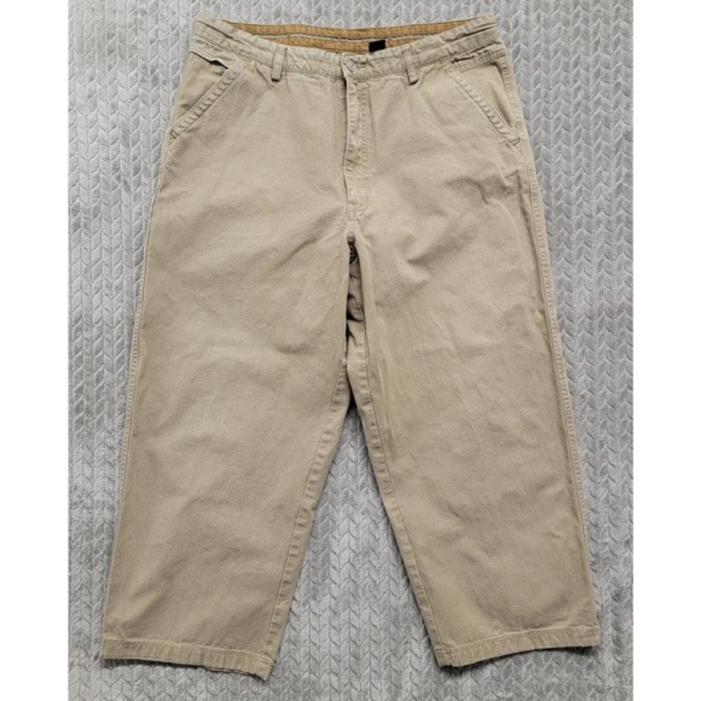 REI Mens Organic Cotton Canvas Pants Size 36x28 Beige Workwear Camping